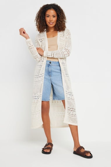 M&Co Cream Longline Crochet Cardigan