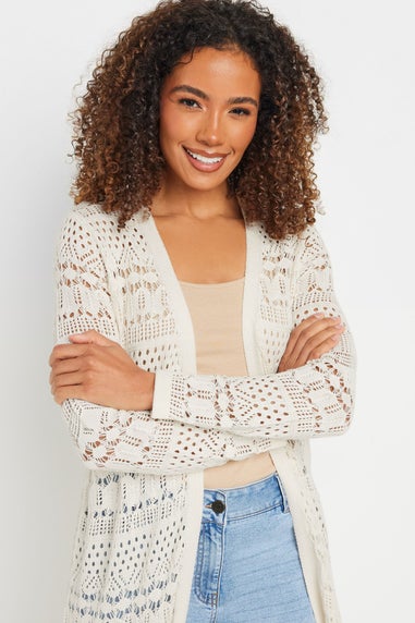 M&Co Cream Longline Crochet Cardigan