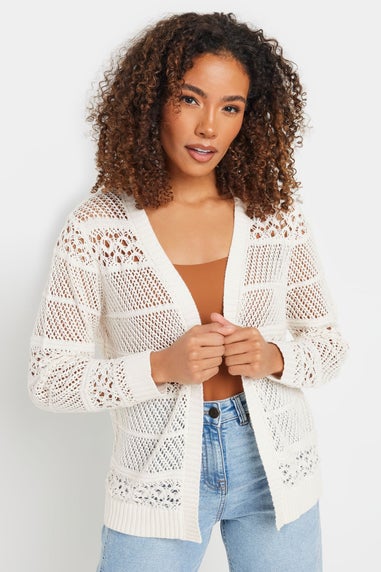 M&Co Cream Cotton Open Front Crochet Cardigan