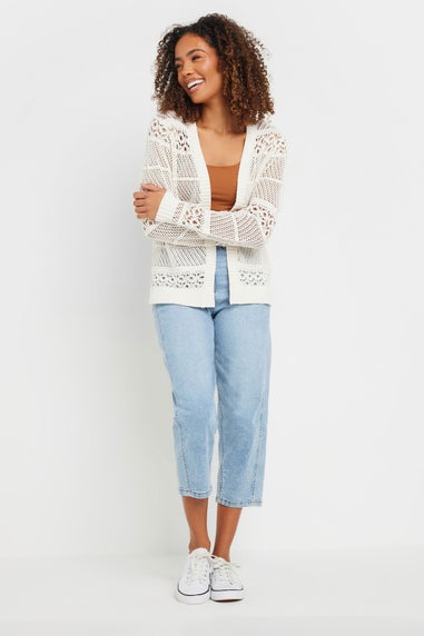 M&Co Cream Cotton Open Front Crochet Cardigan