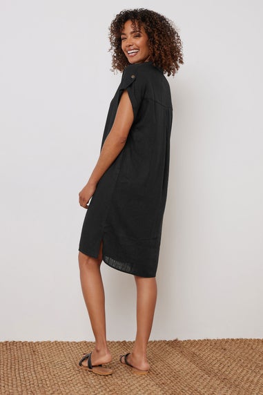 M&Co Black Relaxed Linen Shirt Dress