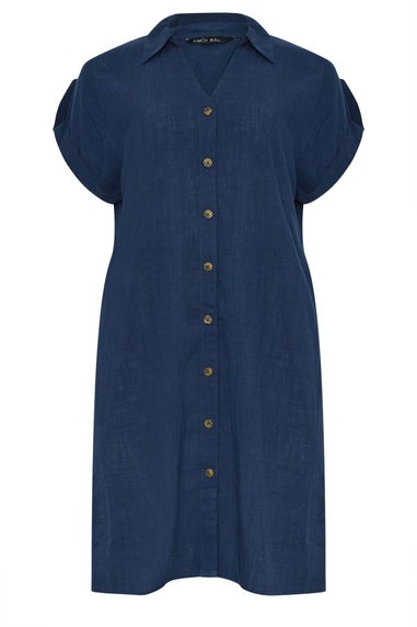 M&Co Navy Blue Relaxed Linen Shirt Dress