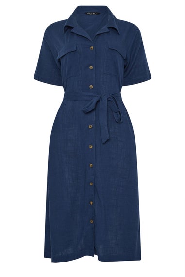 M&Co Navy Blue Linen Shirt Dress