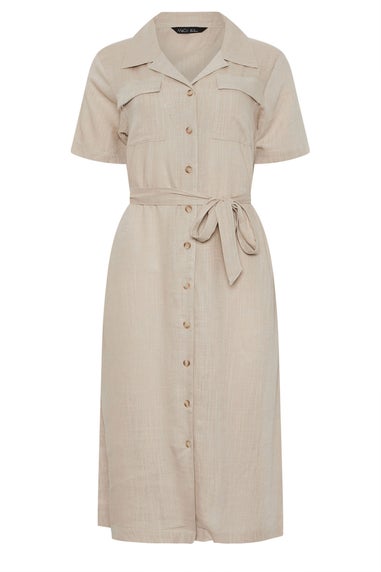 M&Co Natural Brown Linen Shirt Dress