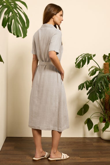 M&Co Natural Brown Linen Shirt Dress