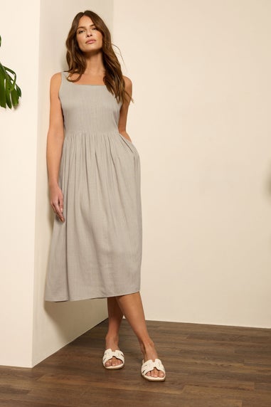 M&Co Natural Brown Sleeveless Fit & Flare Dress