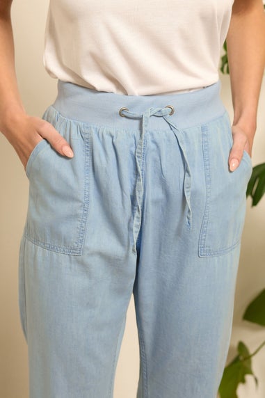 M&Co Blue Light Wash Drawstring Cropped Trousers