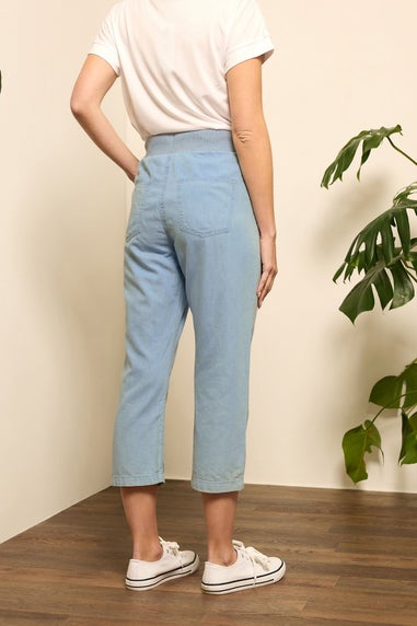 M&Co Blue Light Wash Drawstring Cropped Trousers
