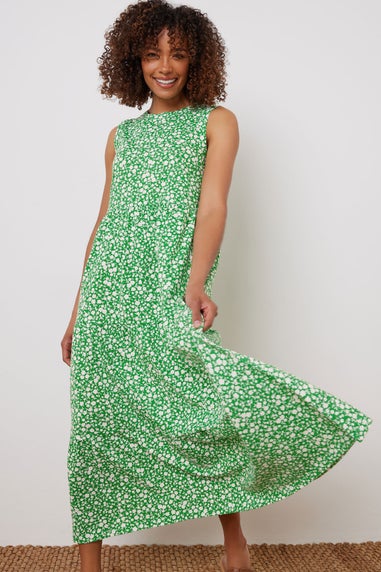 M&Co Green Ditsy Floral Sleeveless Midi Dress