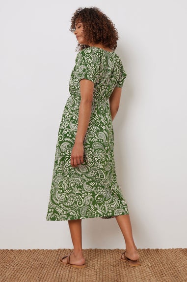 M&Co Green Paisley Print Midi Dress