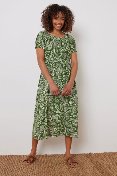 M&Co Green Paisley Print Midi Dress