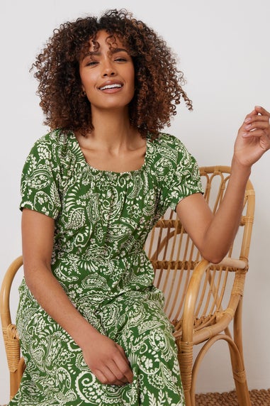 M&Co Green Paisley Print Midi Dress