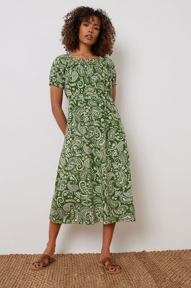 M&Co Green Paisley Print Midi Dress