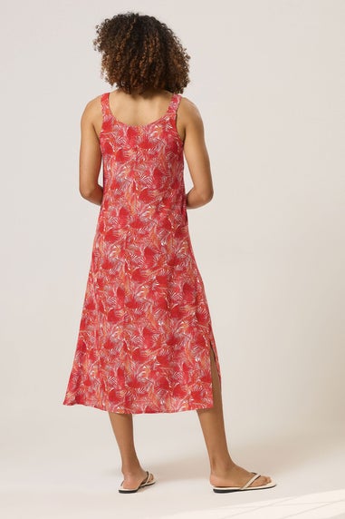 M&Co Orange Tropical Print Buckle Strap Beach Dress