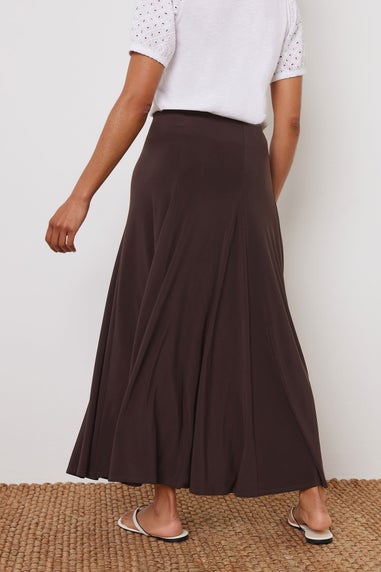M&Co Chocolate Brown Godet Maxi Skirt