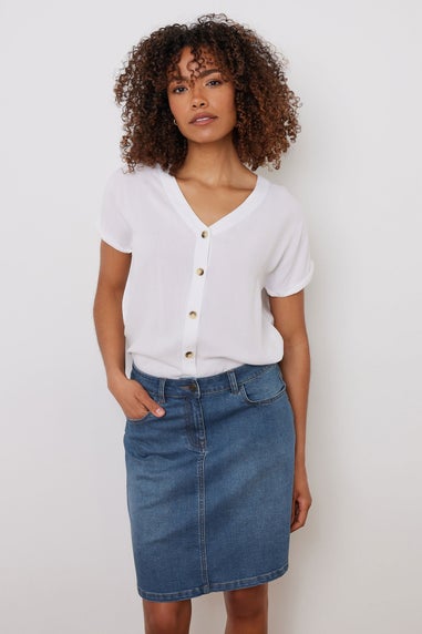 M&Co Blue Mid-Wash Denim Skirt