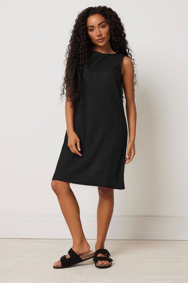 M&Co Petite Black Linen Shift Dress