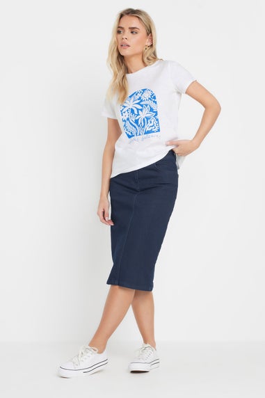 M&Co Petite Indigo Blue Midi Denim Skirt