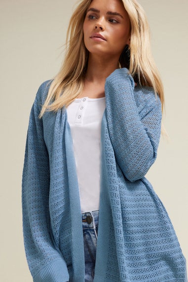 M&Co Petite Blue Pointelle Detail Cardigan