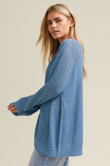 M&Co Petite Blue Pointelle Detail Cardigan