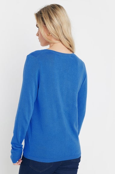 M&Co Petite Blue Button Up Cardigan