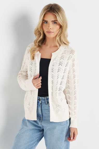 M&Co Petite Cream Pointelle Knitted Cardigan