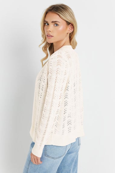 M&Co Petite Cream Pointelle Knitted Cardigan