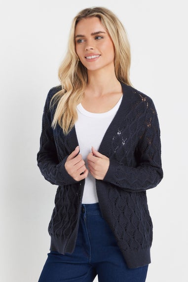 M&Co Petite Navy Blue Crochet Cardigan