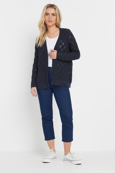 M&Co Petite Navy Blue Crochet Cardigan