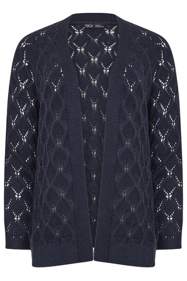 M&Co Petite Navy Blue Crochet Cardigan