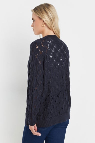 M&Co Petite Navy Blue Crochet Cardigan