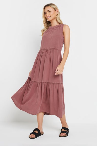 M&Co Petite Pink Acid Wash Tiered Dress