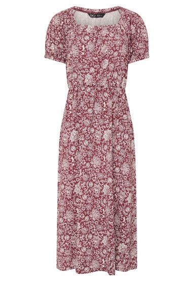 M&Co Petite Red Floral Print Midi Dress