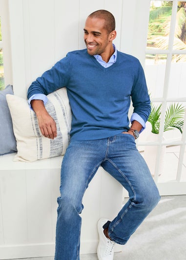 Cotton Traders Iris Cotton V-Neck Jumper