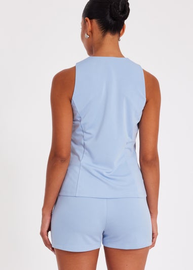 Quiz Blue Button Front Waistcoat