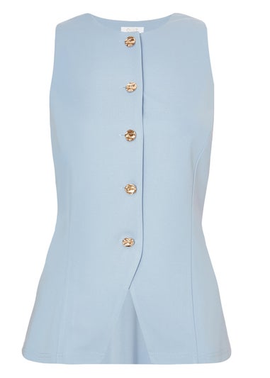 Quiz Blue Button Front Waistcoat