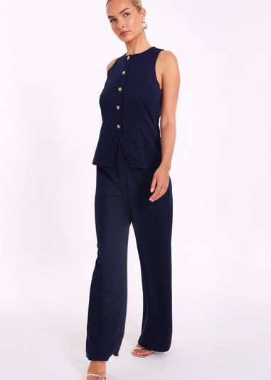 Quiz Navy Wide Leg Trousers