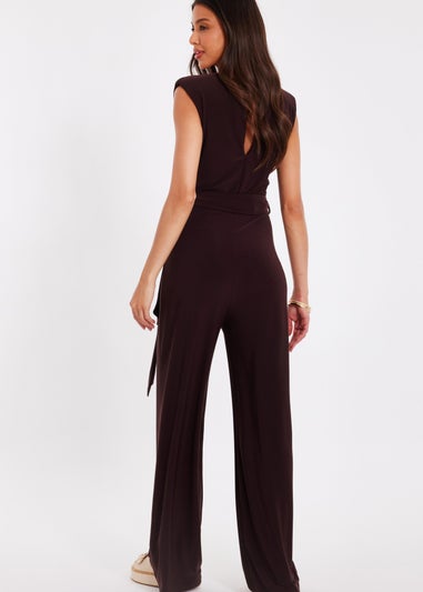 Quiz Brown Tie Waist Jumpsuit