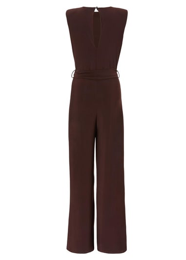 Quiz Brown Tie Waist Jumpsuit