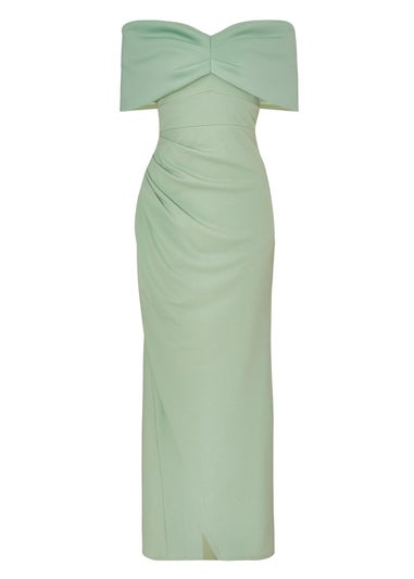 Quiz Green Bardot Wrap Maxi Dress
