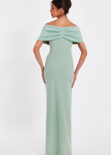 Quiz Green Bardot Wrap Maxi Dress