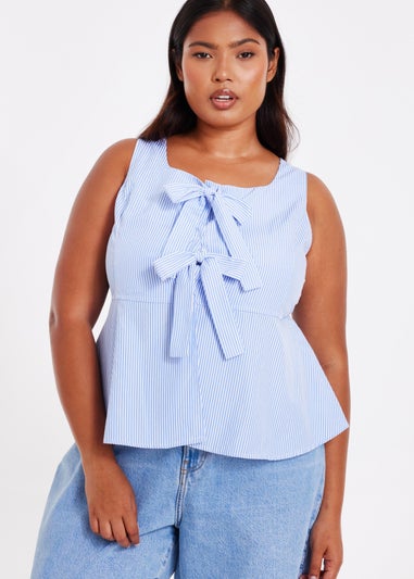 Quiz Blue Curve Striped Top