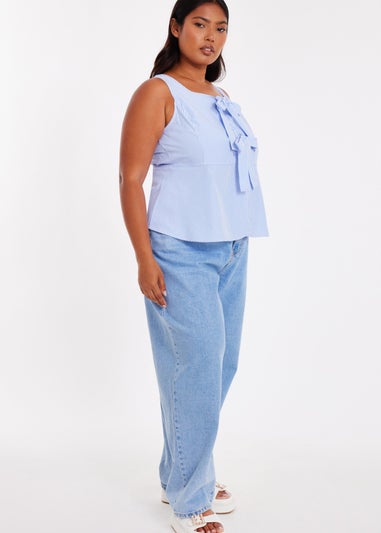 Quiz Blue Curve Striped Top