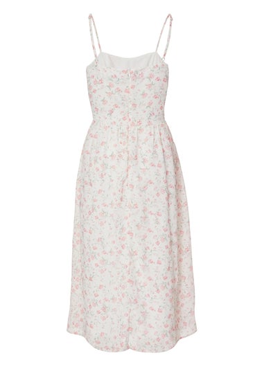 Quiz White Petite Floral Print Midi Dress