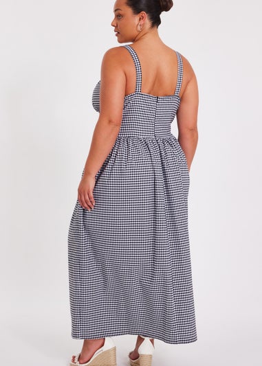Quiz Black Curve Gingham Midaxi Dress
