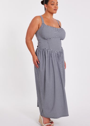 Quiz Black Curve Gingham Midaxi Dress