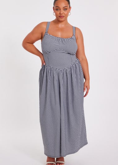 Quiz Black Curve Gingham Midaxi Dress
