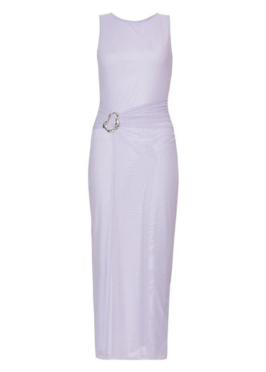 Quiz Lilac Mesh Buckle Midaxi Dress