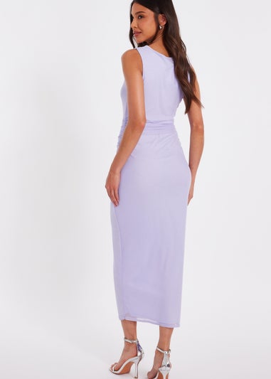 Quiz Lilac Mesh Buckle Midaxi Dress