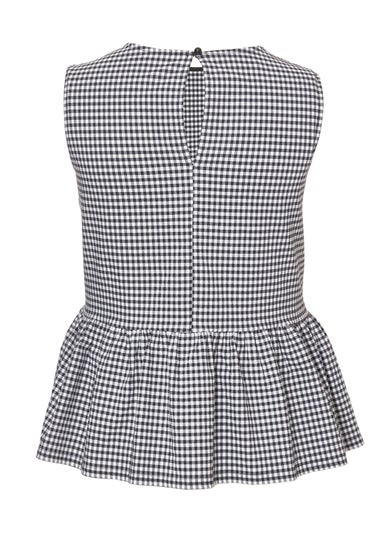 Quiz Black Curve Gingham Peplum Top
